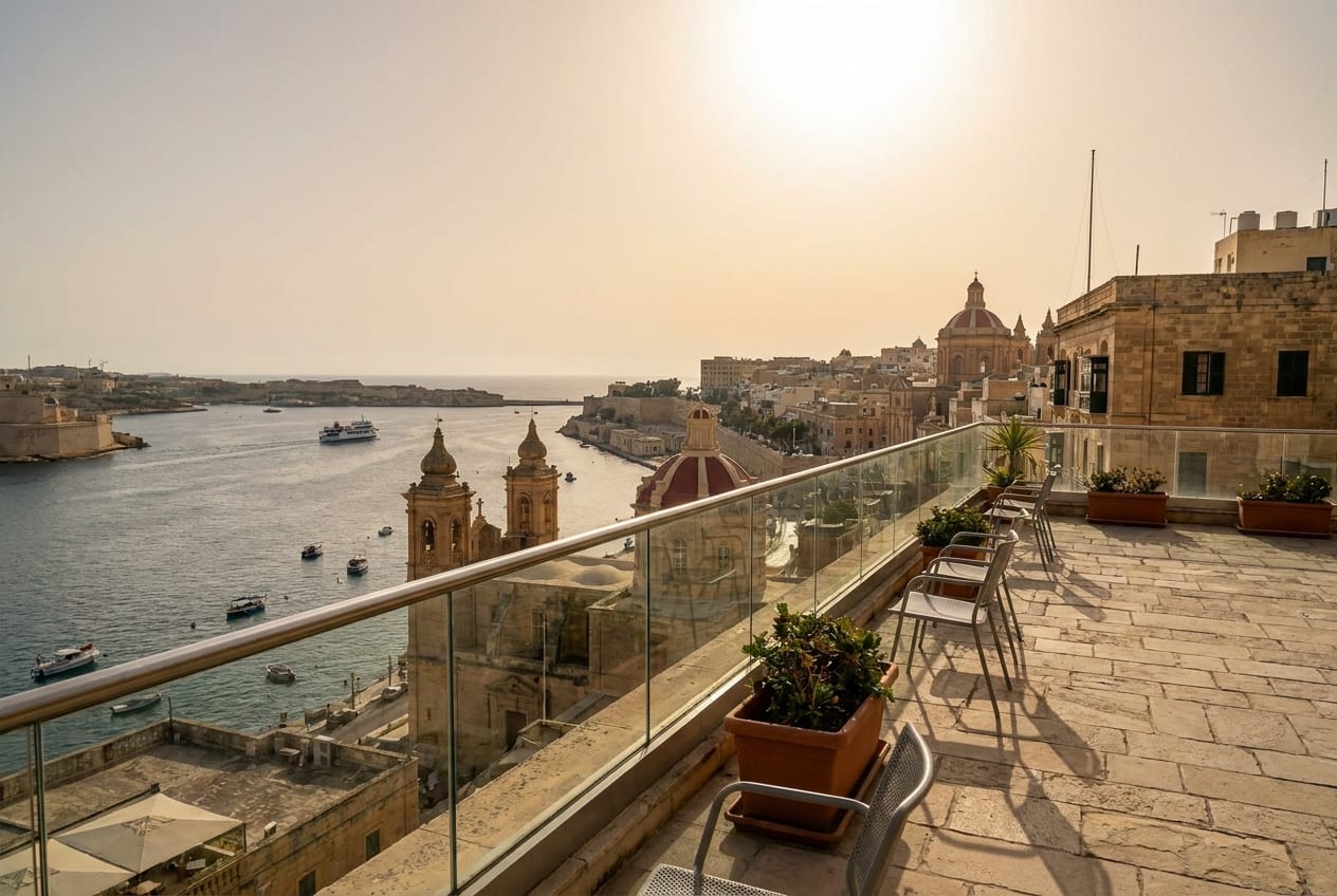 Rooftop view over Malta's Grand Harbour